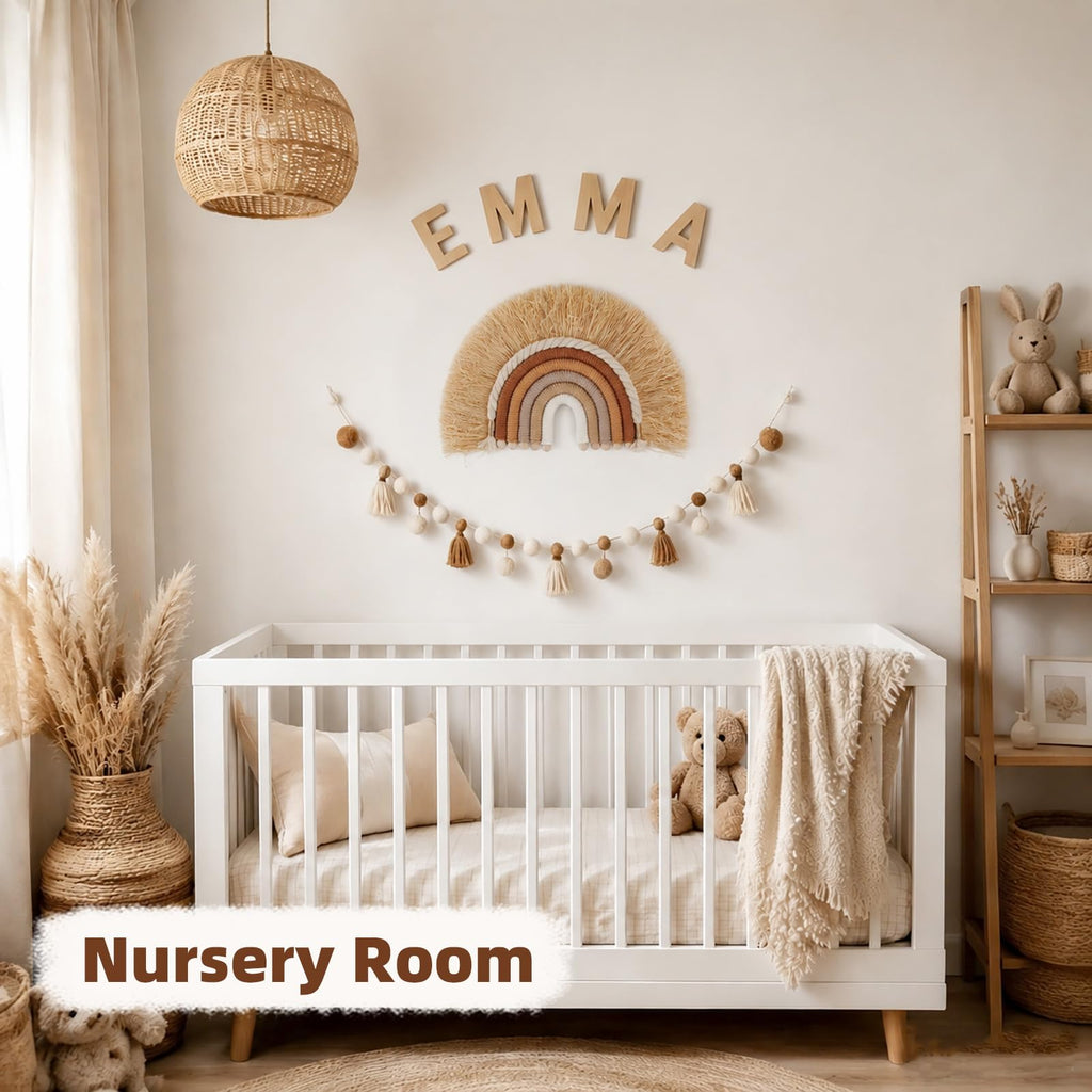 Boho Rainbow Nursery Wall Decor for Baby Room