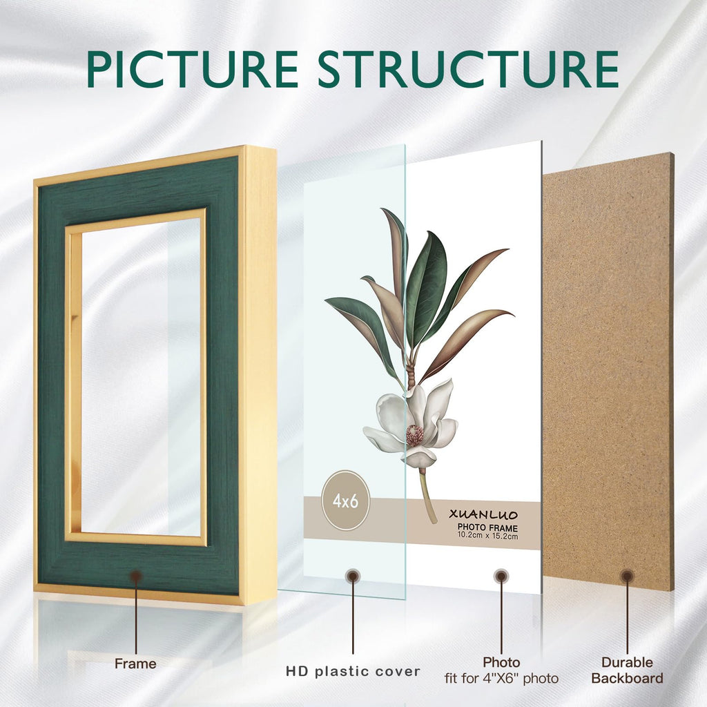 Farmhouse Rustic 4x6 Picture Frames, Multicolor, 4 Pack