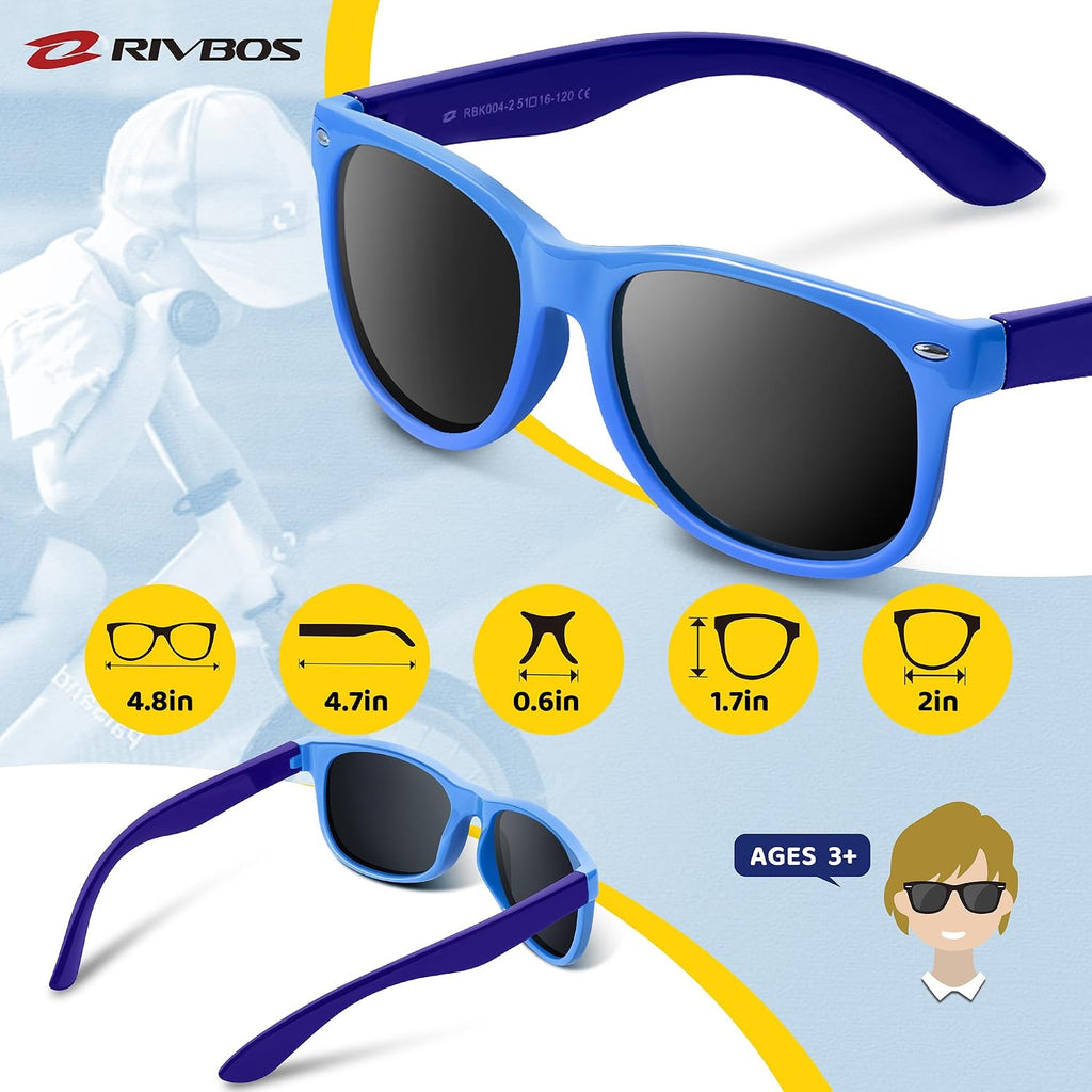 Kids Sunglasses Polarized UV400 TPE with Strap for Boys Girls RBK004