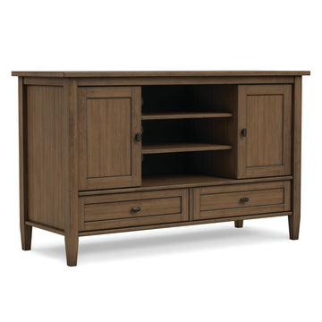 Warm Shaker 47" Wide Wood TV Stand in Rustic Natural Aged Brown