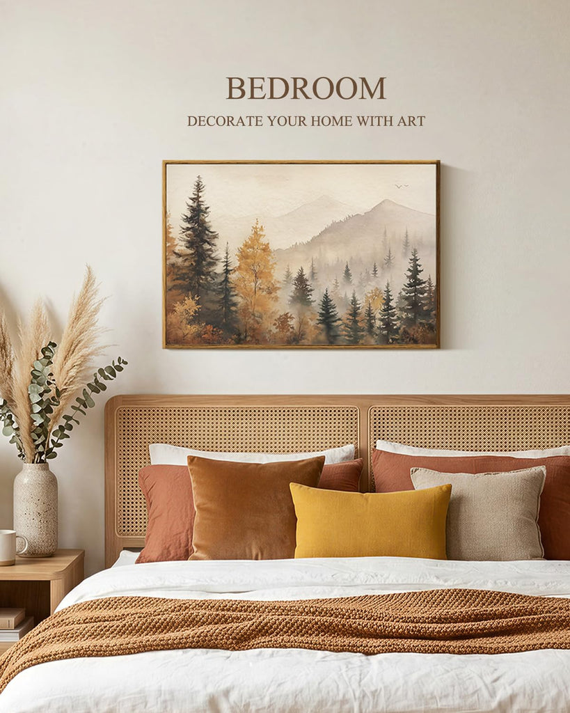 Fall Forest Large Wall Art Decor, Trees Autumn Mountains, 16x24in