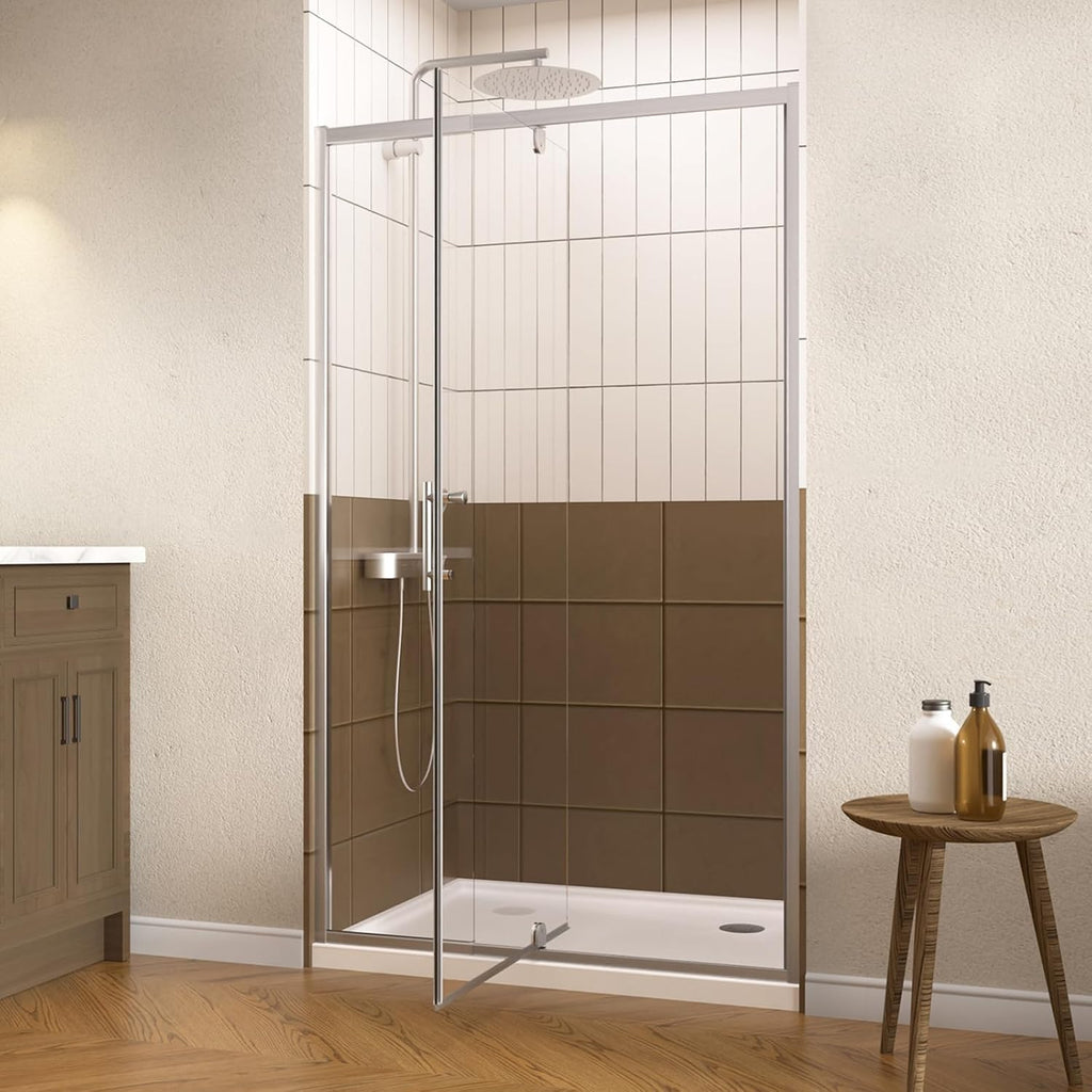 32-36" W x 72" Pivot Glass Shower Door, Semi-Frameless Pivot Swing Glass Shower Door