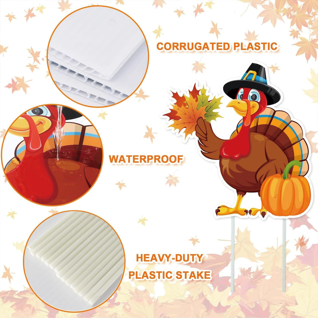 Thanksgiving Turkey Yard Signs, Outdoor Decorations for Lawn Garden