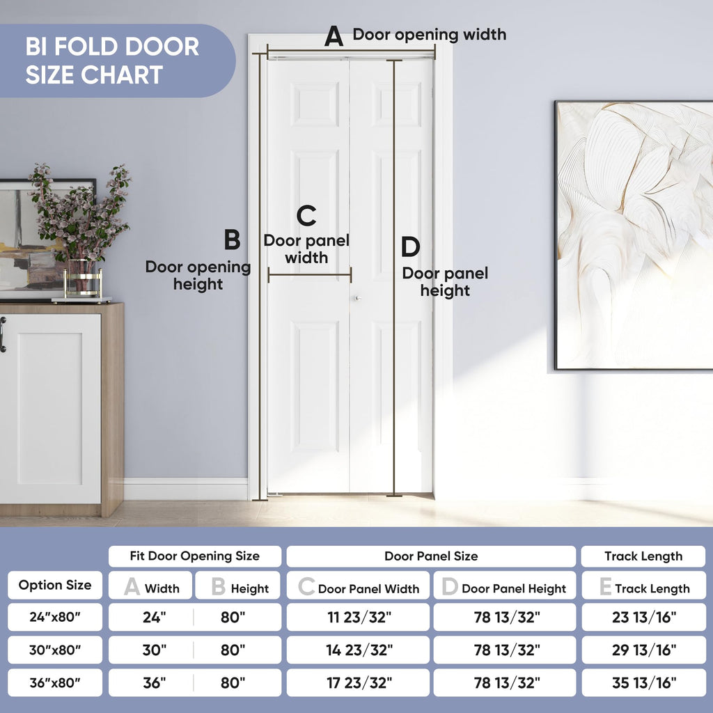 30 x 80 in. 6-Panel Bifold Door, Primed Hollow Core Closet Door
