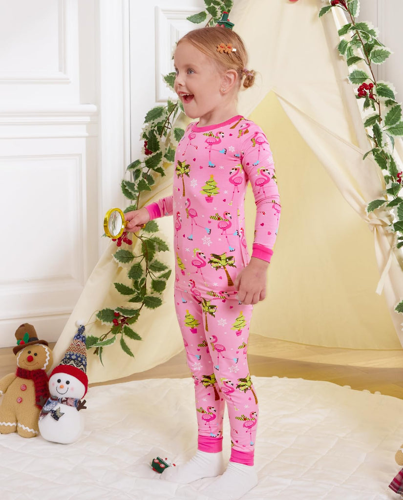 Bamboo Viscose Toddler Girls Kids Pajamas Merry Mingo Pjs Long Sleeve Snug fit 2pcs Soft Jammies