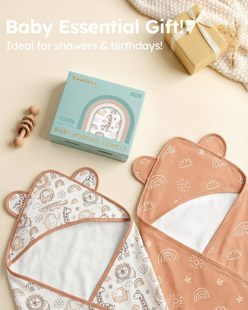 Hooded Baby Towels for Newborn 100% Organic Cotton Baby Bath Towel with Hood for Babies, Infant, Toddler and Kids