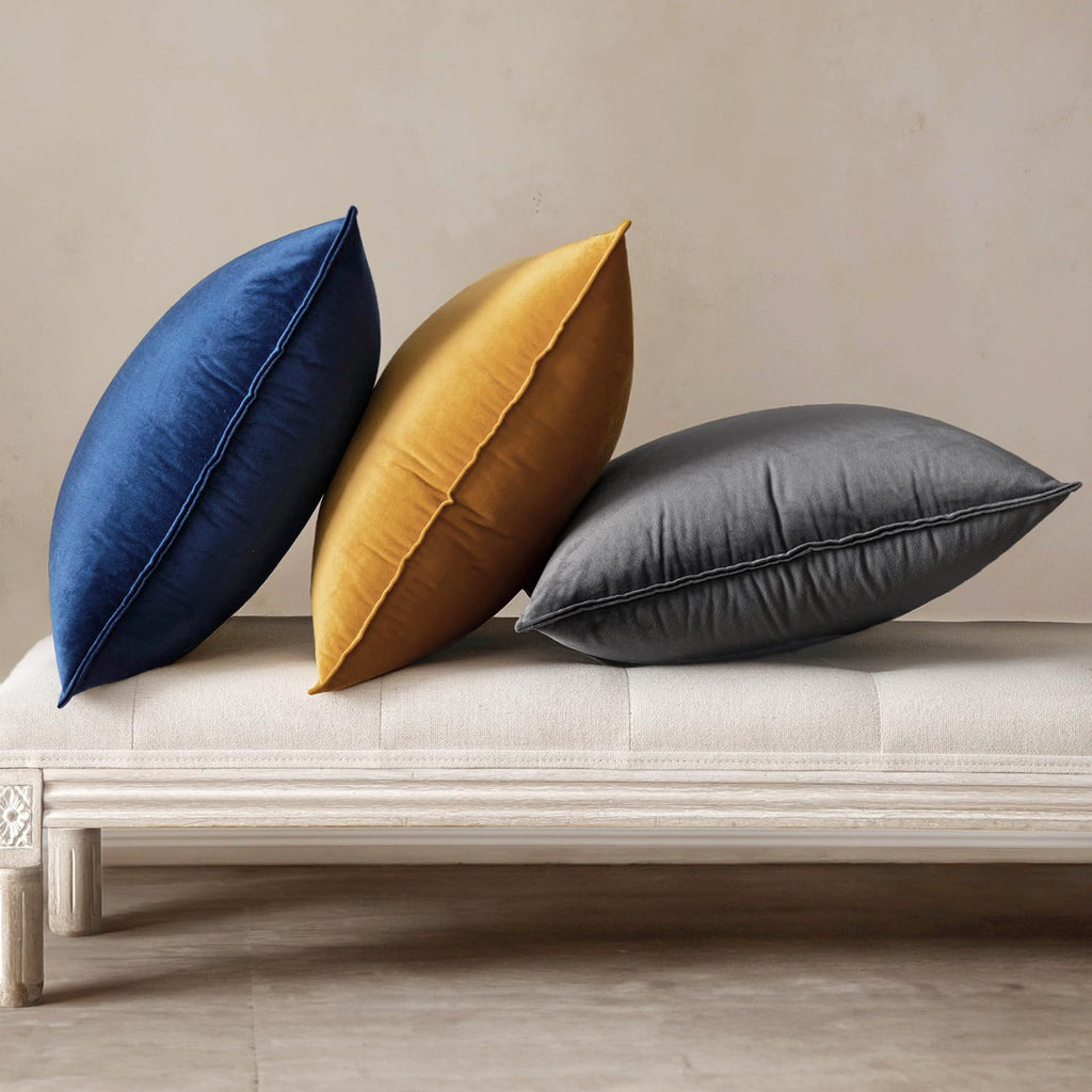 Decorative Navy Blue Velvet Throw Pillow Covers for Couch 18x18 Inch