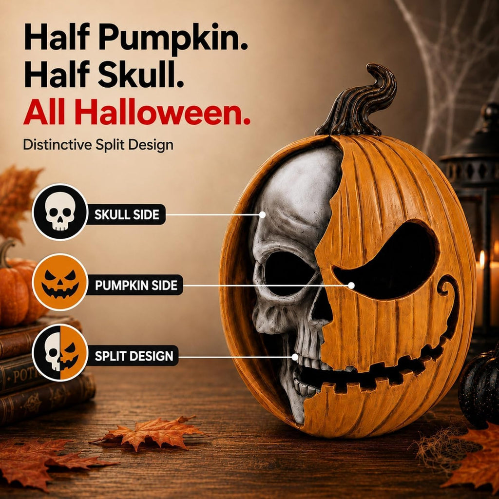 Light Up Jack O Lantern, Pumpkin Skull Halloween Home Decorations