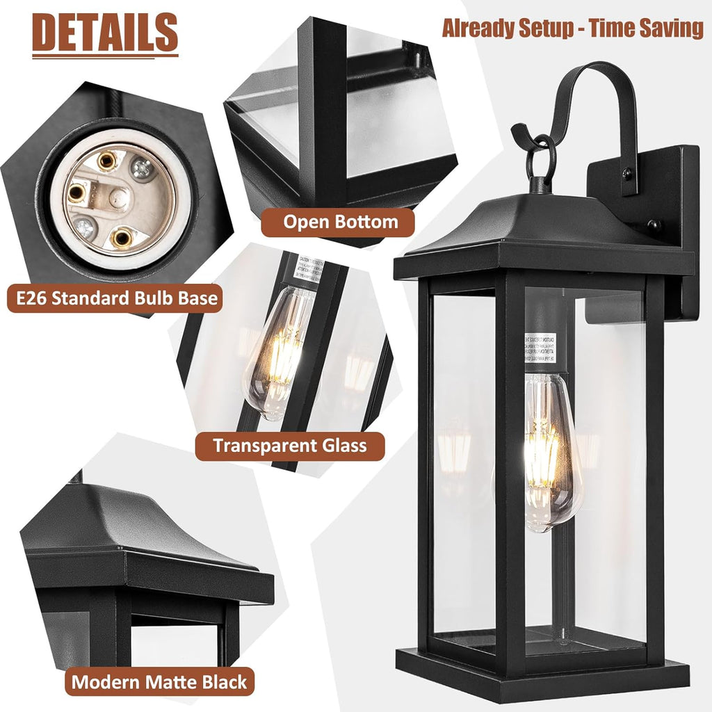 2-Pack Large Outdoor Light Fixtures IP65 Waterproof