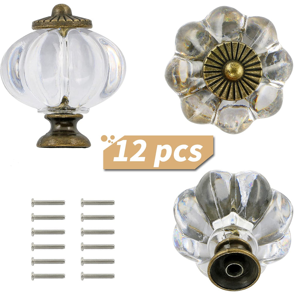 12pcs Pumpkin Knobs for Cabinets - Clear