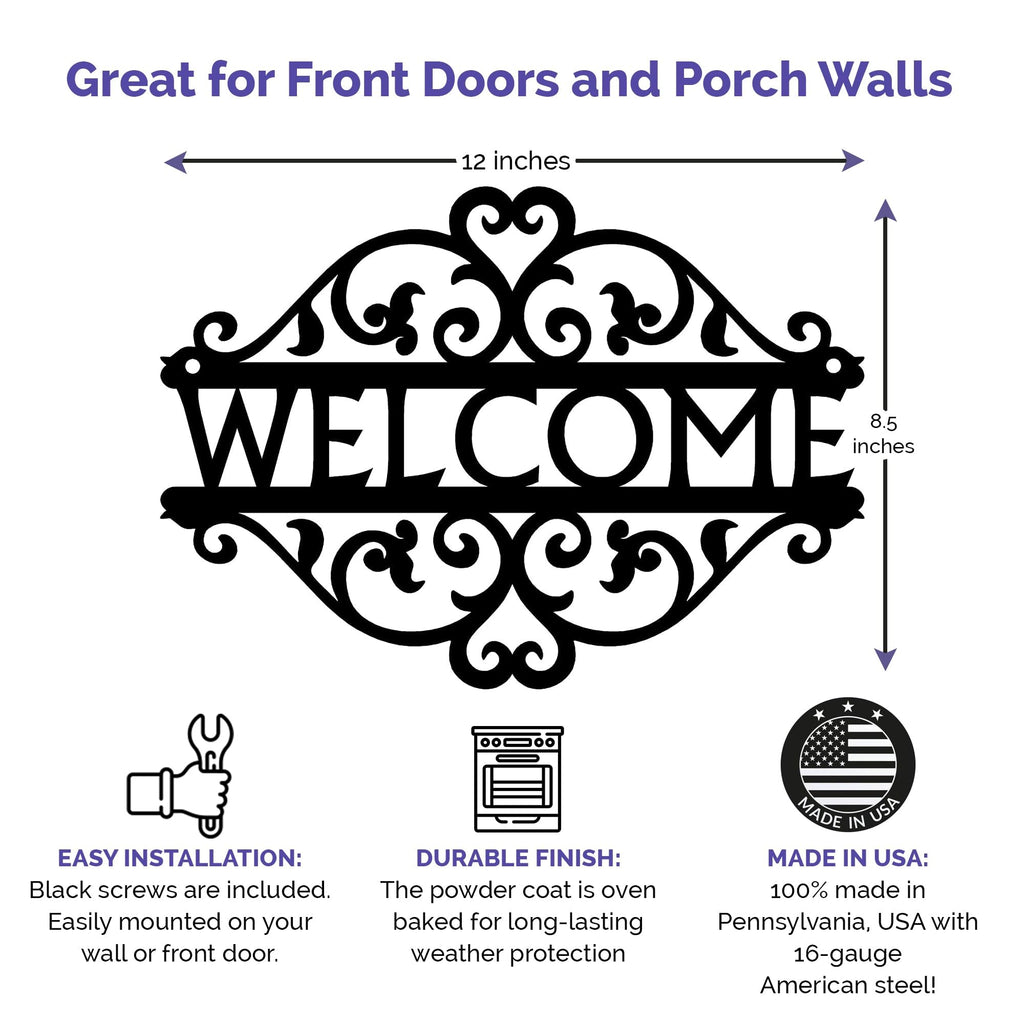 Vining Scroll 12" Metal Welcome Sign