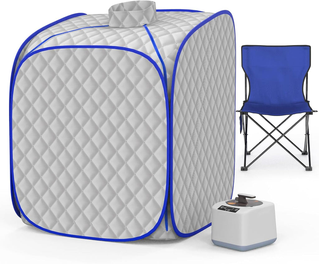 Portable Steam Sauna at Home, 9 Levels Heating, Sauna Tent for Home with Steamer and Folding Chair