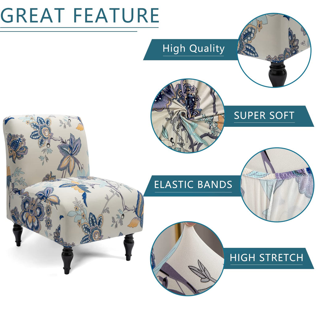 Armless Accent Chair Cover Slipcover, Slipper Chair Stretch Spandex Removable for Armless Chair Furniture Protector