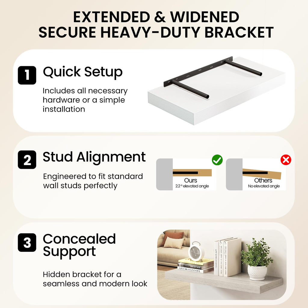 Floating Shelves for Wall, 3 Pack 36 Inch Long Floating Shelves, 36 x 12 Wooden Shelves for Wall, Large Storage