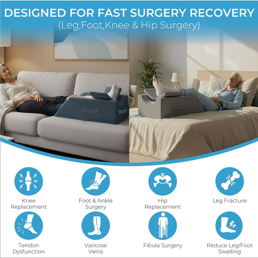 Leg Elevation Pillows for After Surgery, Memory Foam Adjustable Wedge Pillow with Shower Cast Cover, Urinal Bottle &