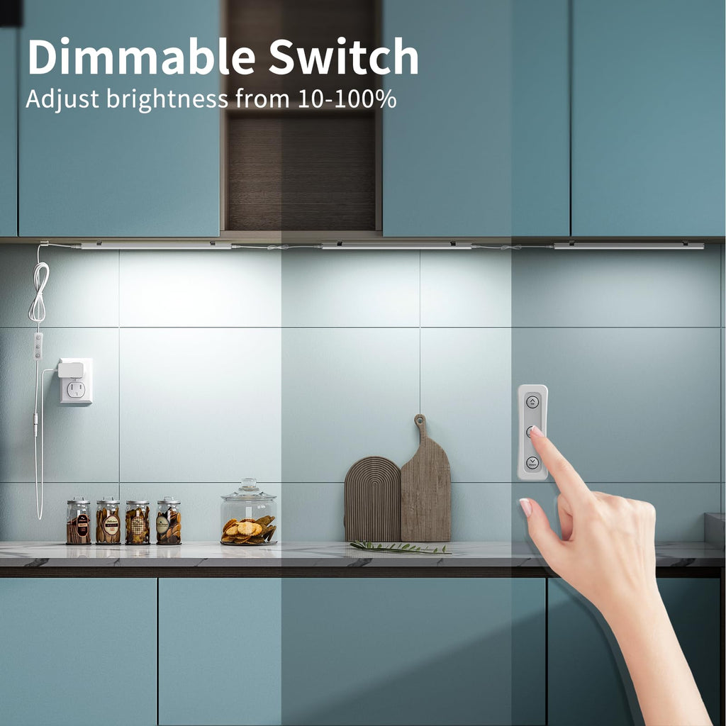 Dimmable Led Under Cabinet Lighting - 6 Pcs 12 inches Linkable Led Counter Light Bars, Cold White 5000K,DC24V,18W