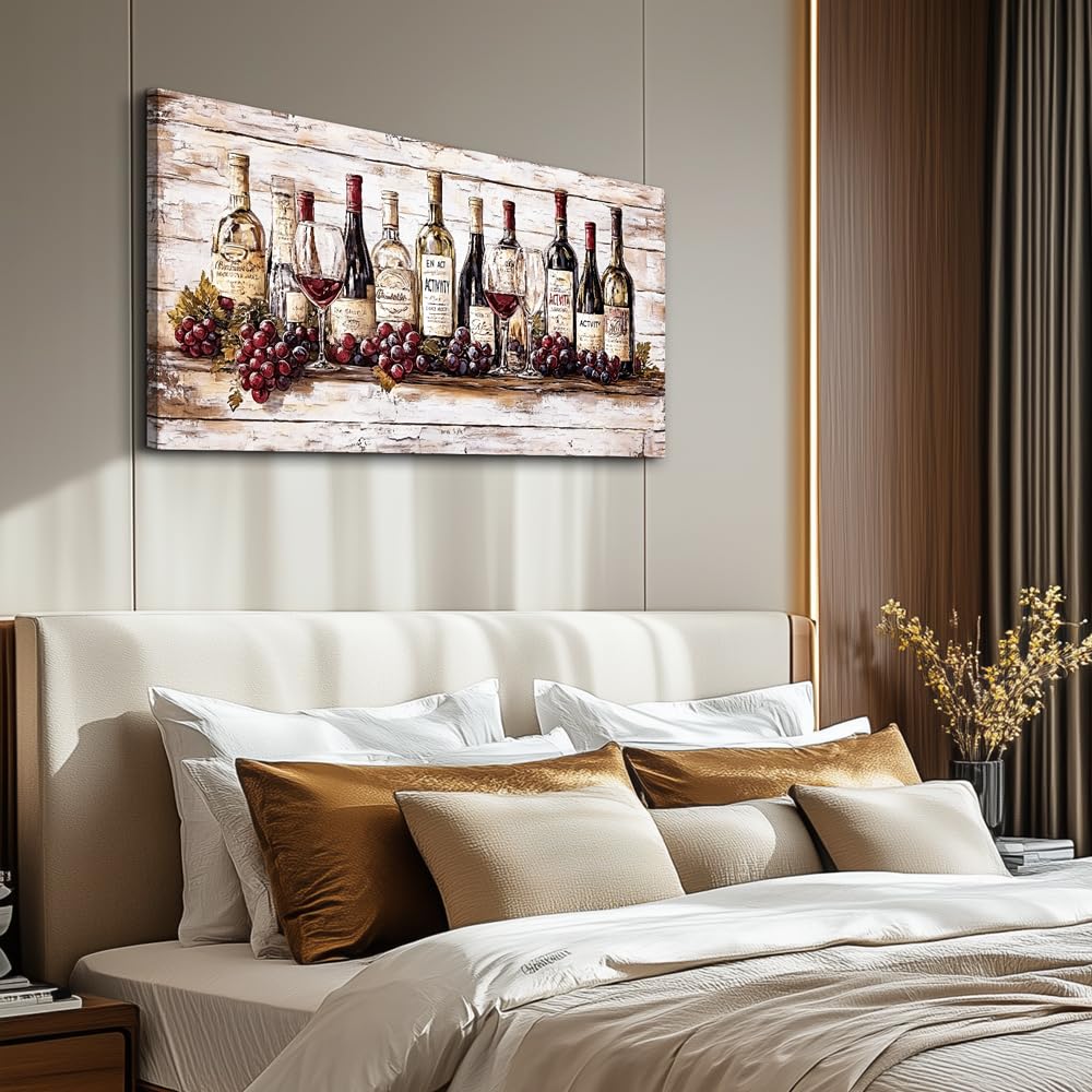Canvas Wall Art Wall Decor Kitchen Wall Decorations Wine Bottle Painting Farmhouse Pictures Artwork Room Aesthetic