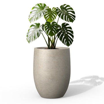 Accent Round Curved Weathered Concrete Planter 12.6" Dia, Outdoor