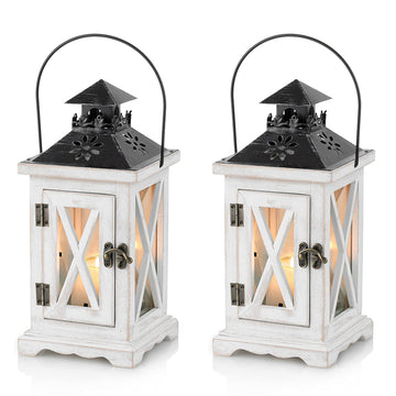 Vintage Distressed Wooden Decorative Lantern for Rustic Wedding Centerpiece Hanging Lantern Farmhouse Home Decor