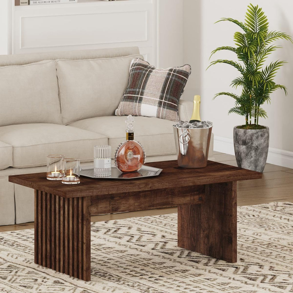 Coffee Table, Farmhouse Wood Center Table, Rectangle Mid-Century Living Room Tables