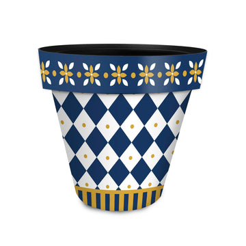 Everyday Planter 14" x 15" x 15" Blue and Gold Large Planter