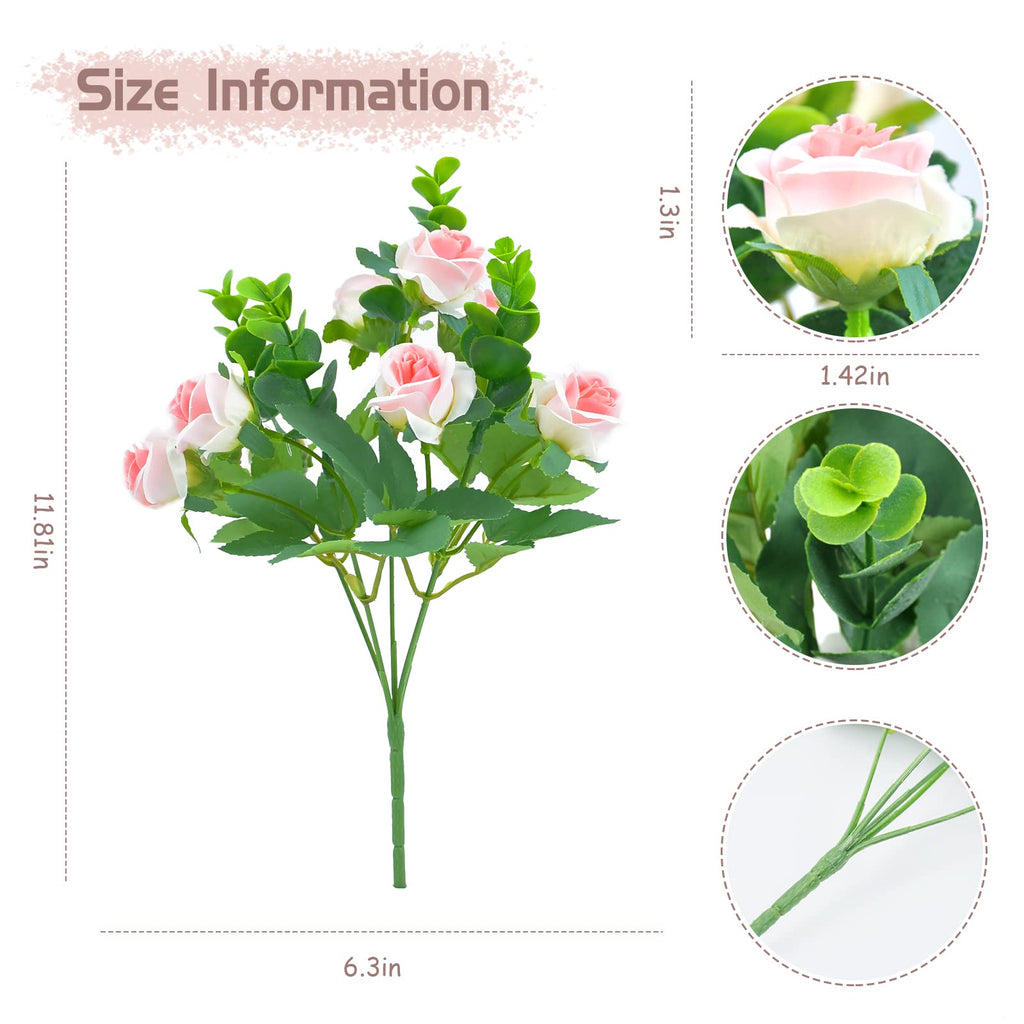 Artificial Flowers Fake Silk Rose for Decoration 33 Heads Small Roses Blooming Faux Flower Bouquet with Stem for DIY