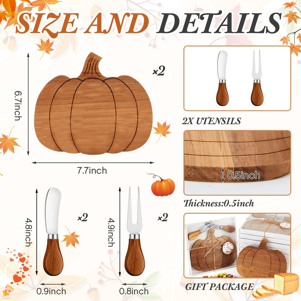 2 Sets Fall Pumpkin Charcuterie Boards, Mini Cheese Board Gifts
