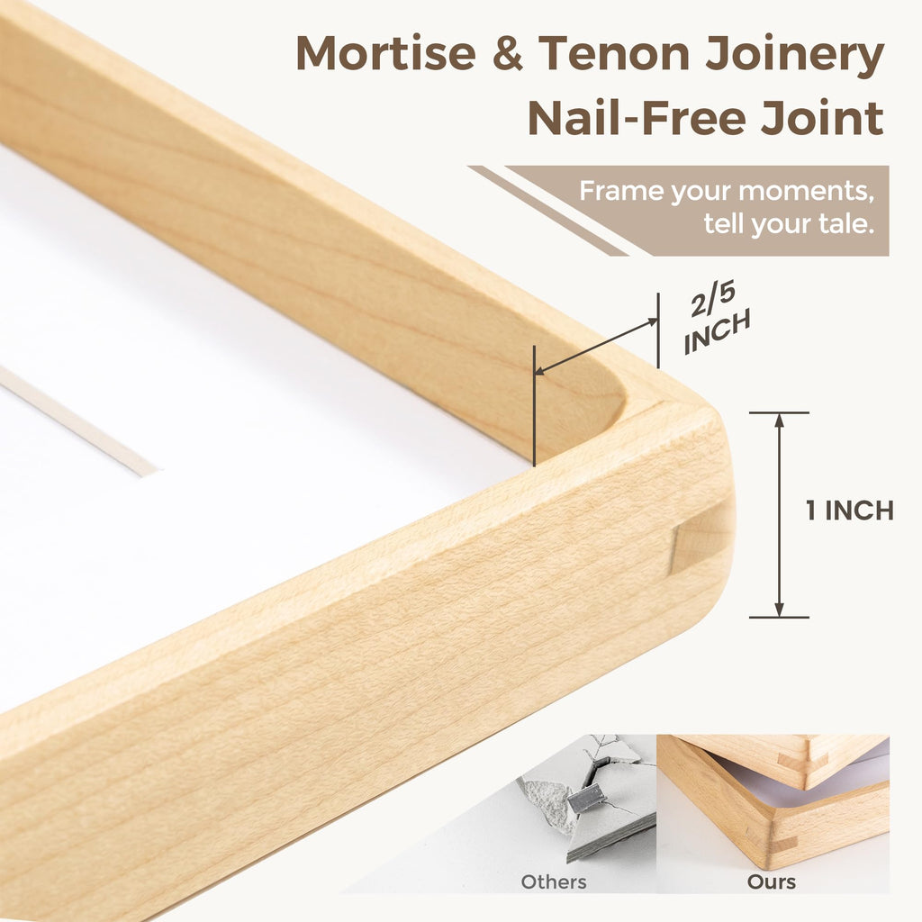 8.5 by 11 Picture Frame, USA-Sourced Maple Wood Photo Frame with HD Tempered Glass, Handcrafted Rounded Corner 8.5x11