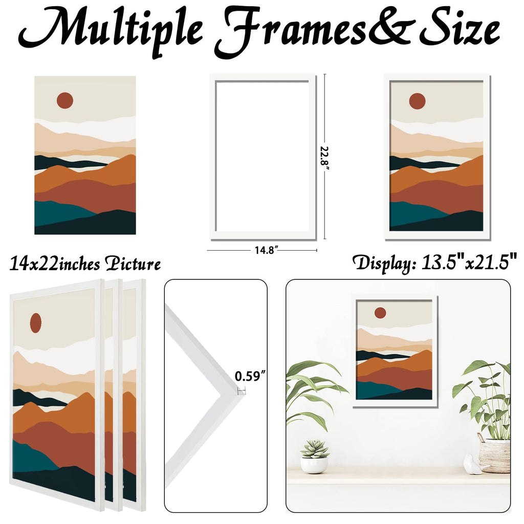 White 14x22 Picture Frame Set of 3, Gallery Wall Display Frames