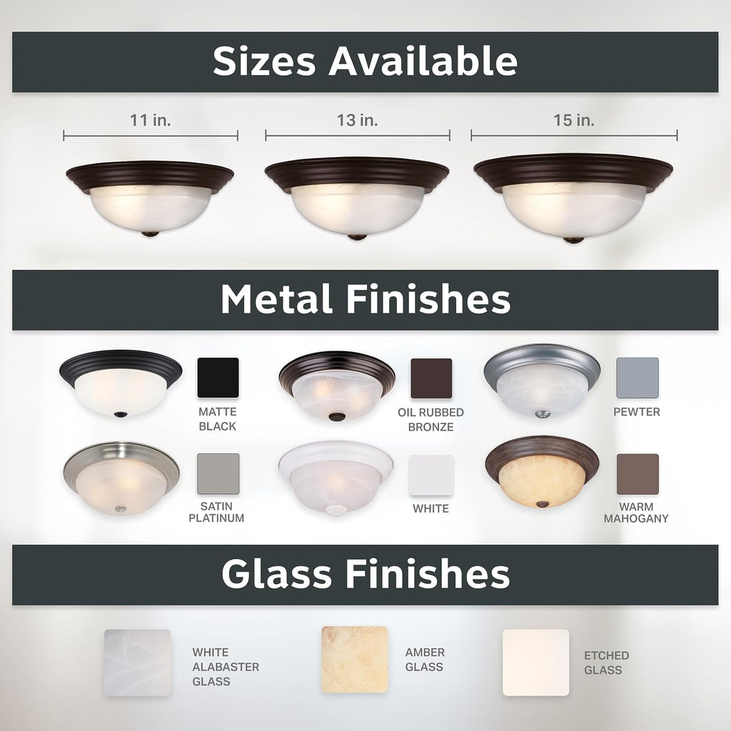 Reedley 3-Lights Flush Mount Ceiling Light, 15 Inch Lighting Fixture , and Hallway, White Alabaster Glass, Oil Rubbed
