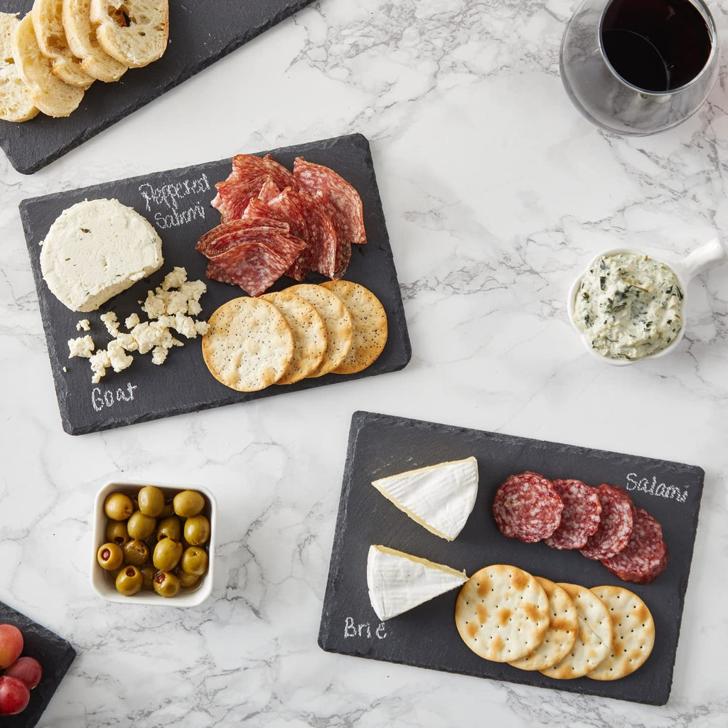 Mini Charcuterie Boards - 6-Pack, 6 x 8.75 in, Black Slate - Slate Charcuterie Boards & Cheese Platter for Sushi &