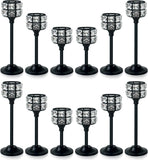 Crystal Metal Candle Holder, Square Crystal Beads Bling Tea Light Candlestick, Tall Votive Candelabra Elegant