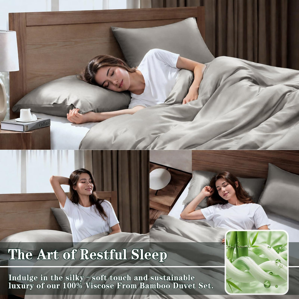 Bamboo Duvet Cover Set Linen 100% Viscose derived from Bamboo