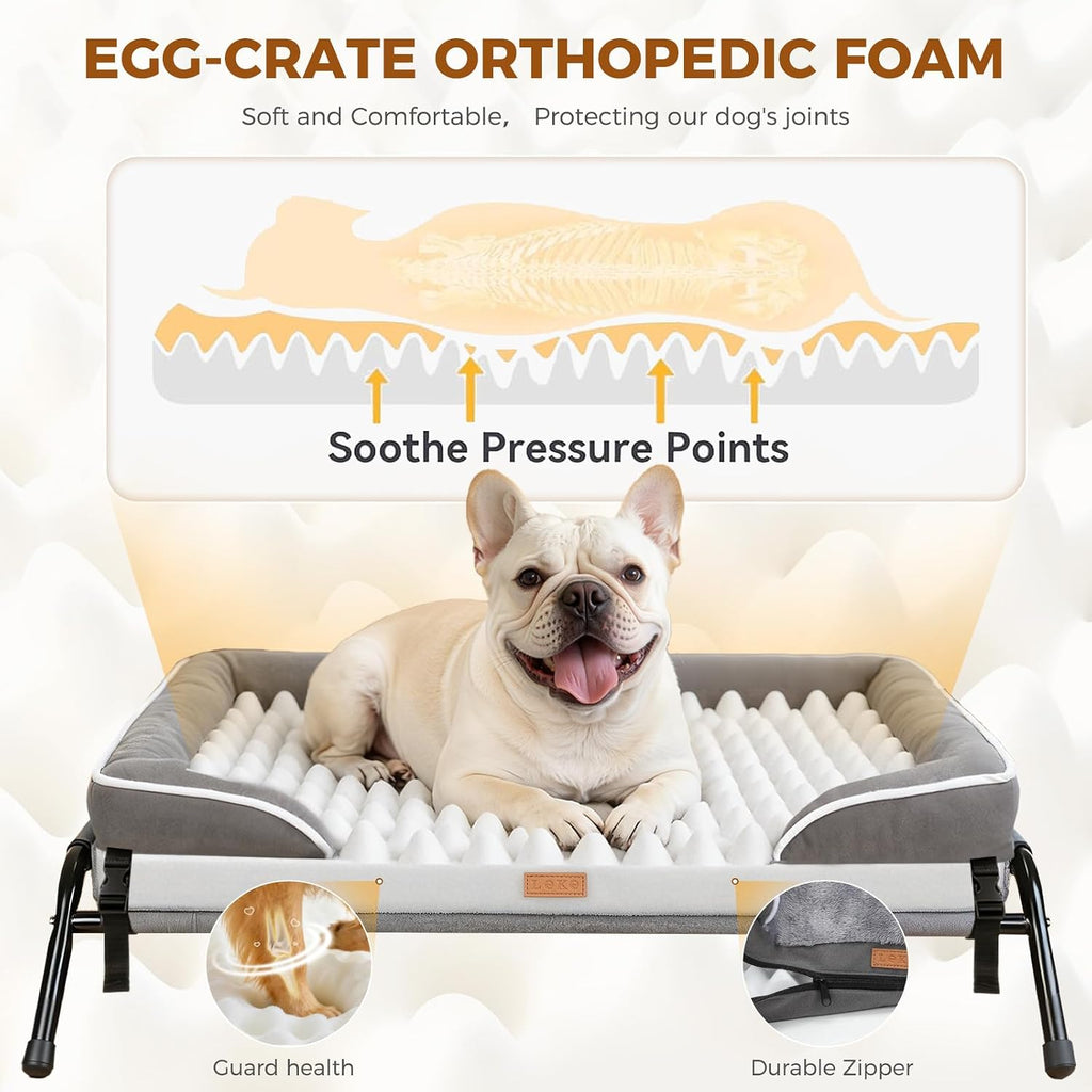 Outdoor Elevated Dog Beds for Small Dogs, Portable Indoor & Outdoor Cooling Raised Cot Pet Hammock Bed