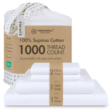 1000 Thread Count Supima Cotton Sheet Set, Sateen, White