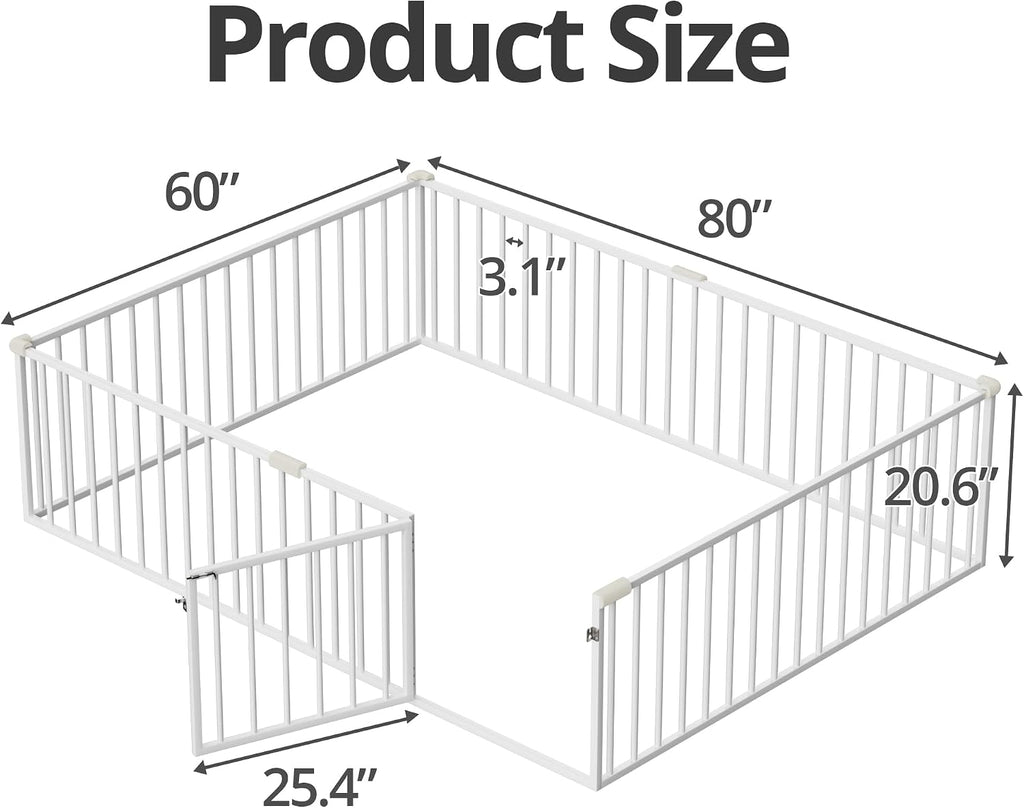 Floor Bed for Kids Metal Montessori Bed Frame with Door & Safety Guardrails Multifunctional Montessori Floor