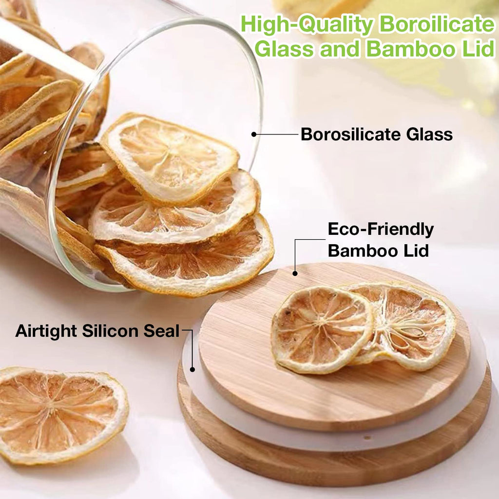 Glass Storage Jars with Airtight Bamboo Lid, 27 OZ Food Storage Jar with Labels, Airtight Glass Canisters, Clear