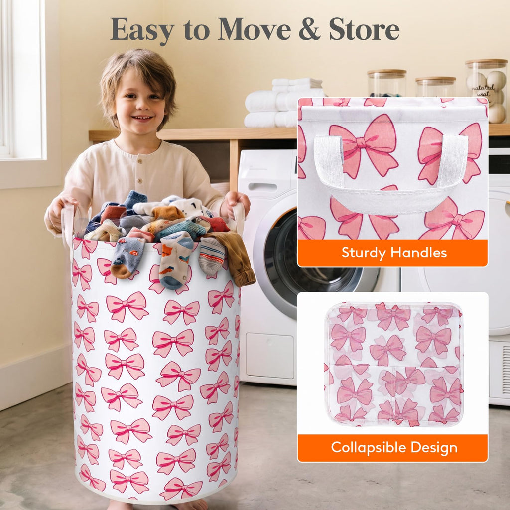 Baby Laundry Baskets, Nursery Hamper, Toy Basket, 65L, Bowknot