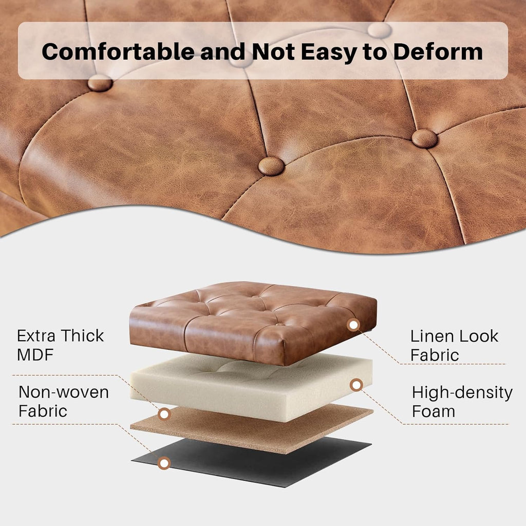 42" Faux Leather Storage Ottoman Bench, End of Bed Storage Bench | Faux Leather, Solid Wood Leg, Safety Hinge, Modern