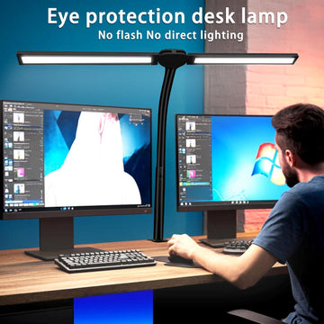 Double Head LED Desk Lamp - Eye Caring Lamp with Clamp