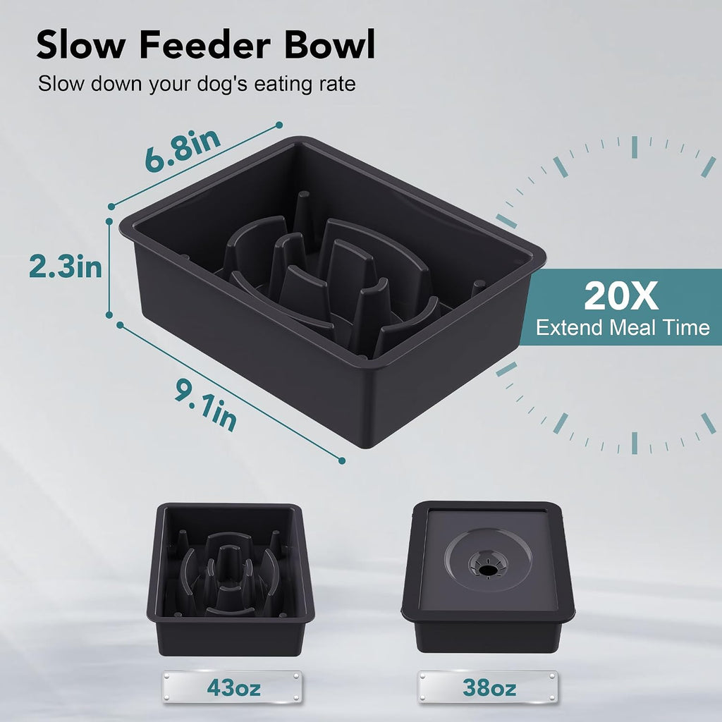 2-in-1 Elevated Dog Bowls Set with 4 Height Adjustable Stand, Balck