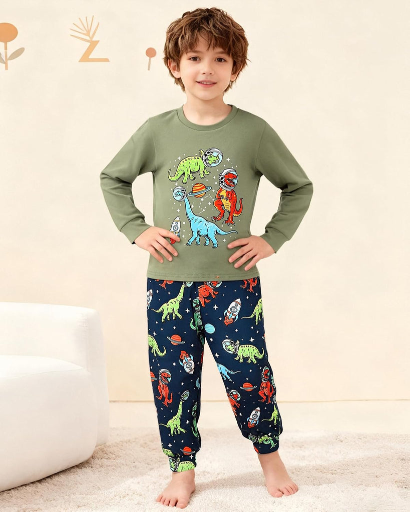 Boys Pajamas Long Sleeve Top Long Pants Pajama Sets Kids Funny Prints Pjs 2 Piece Boy Sleepwear