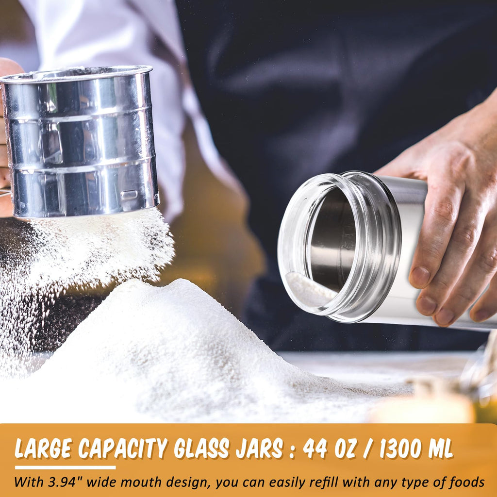 9 Pack 44 oz Airtight Stainless Steel Kitchen Canisters, Silver