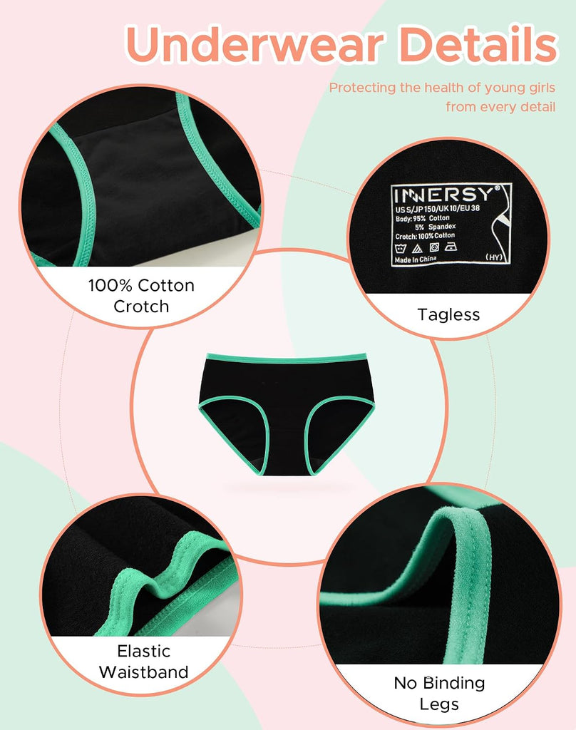 Girls Cotton Underwear Teen Comfortable Panties Briefs 6 Pack