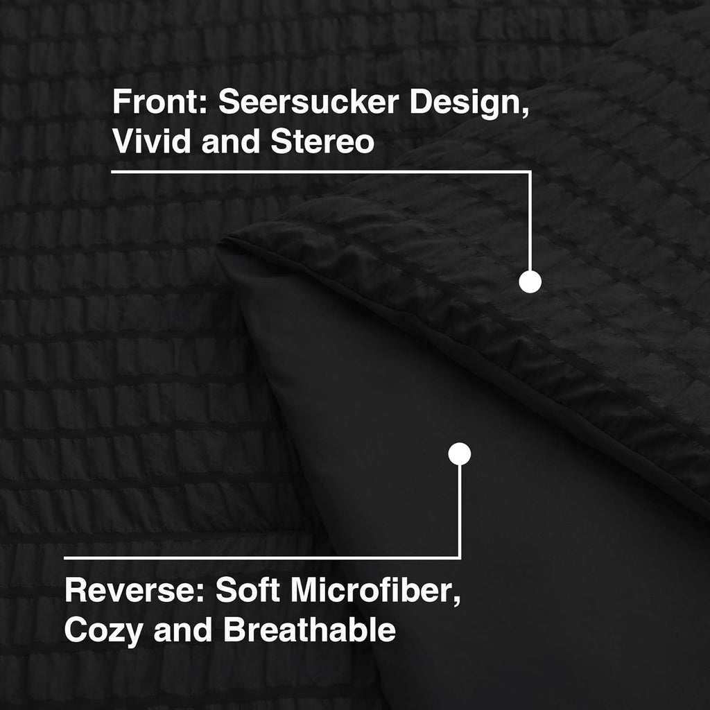Love's cabin Seersucker Black King Comforter Set