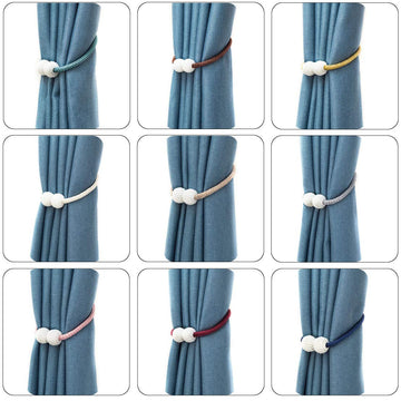 Magnetic Curtain Tiebacks, Decorative Curtain Holdbacks for Window Décor (Coffee) - 6 Pack