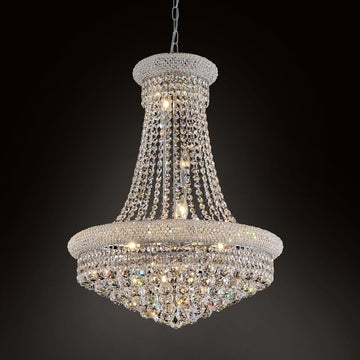 Modern Crystal Chandelier Light Fixtures - D23.6 inch, 10 Lights Chrome Ceiling Haning Chandelier, Pendant Lighting for Living Room, Dining Room, Foyer, Entryway, Hallway