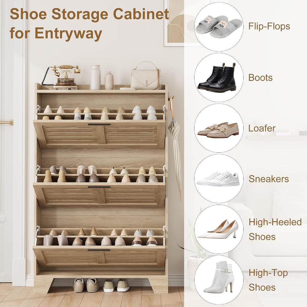 Shoe Cabinet Storage, Narrow Shoe Cabinet, Oak