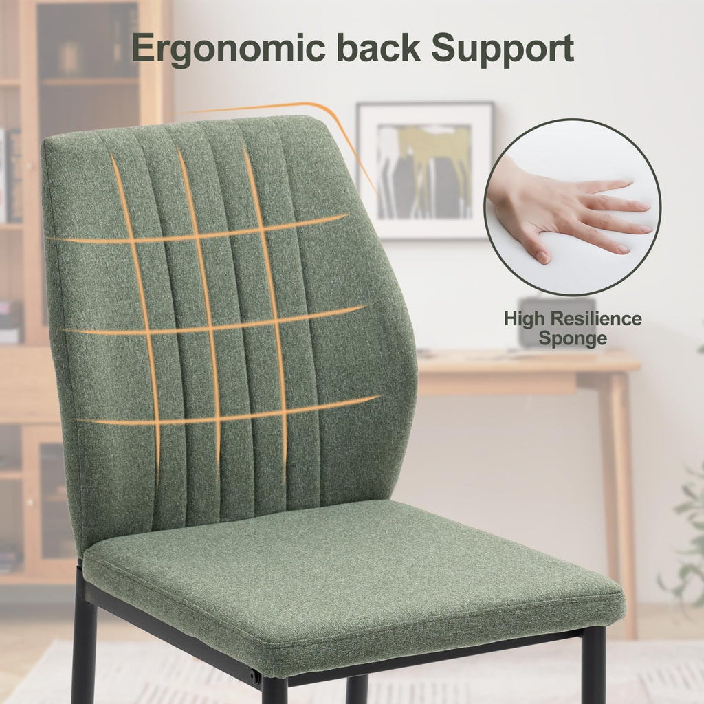 Dining Chairs Set of 4, Upholstered Wooden Dining Room Chairs, Mid Century Modern Fabric Kitchen Chair with Metal