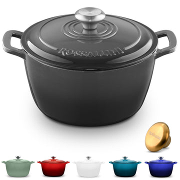 Enameled Cast Iron Round Dutch Oven with Lid, 10 Qt, Oyster Grey
